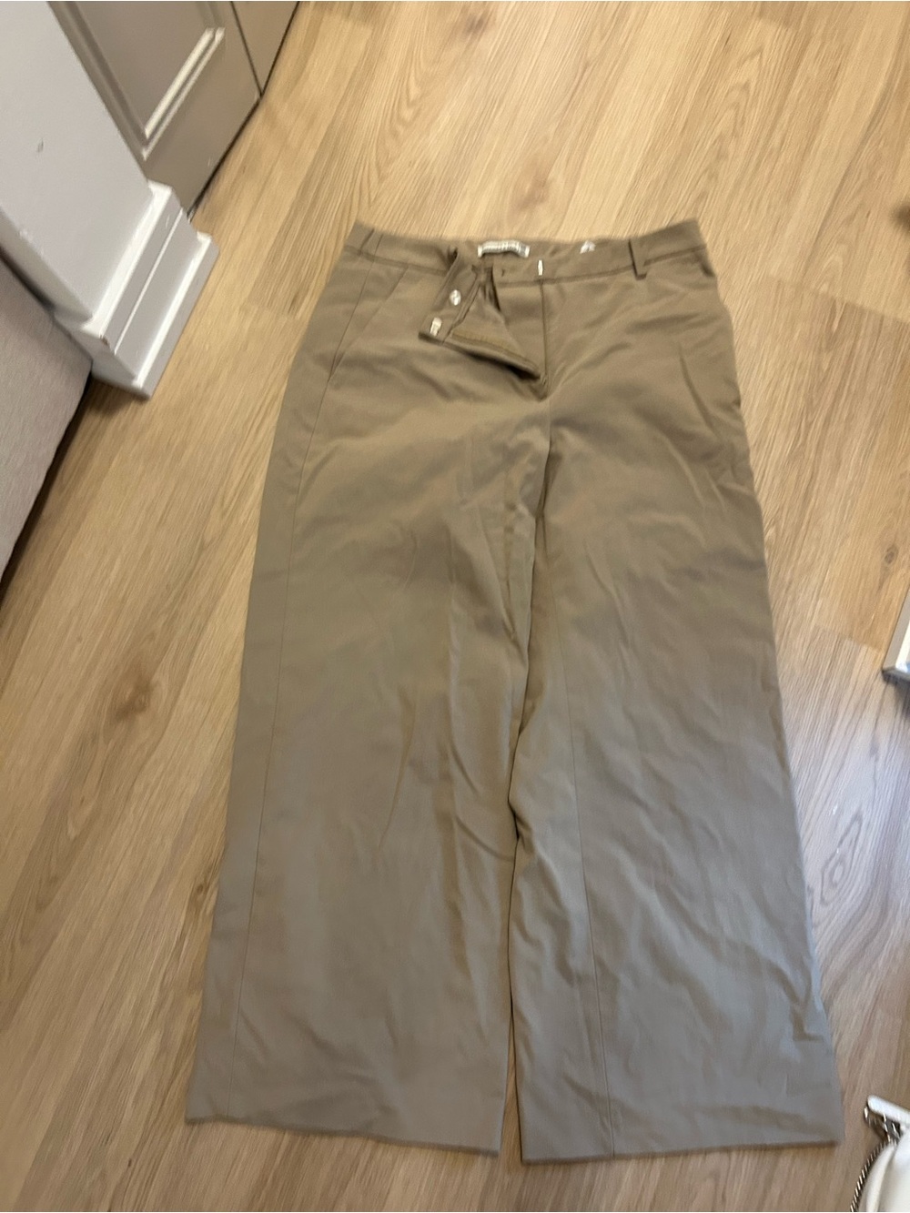 Abercrombie & Fitch Wide-Leg Chino Pants in Khaki Brown